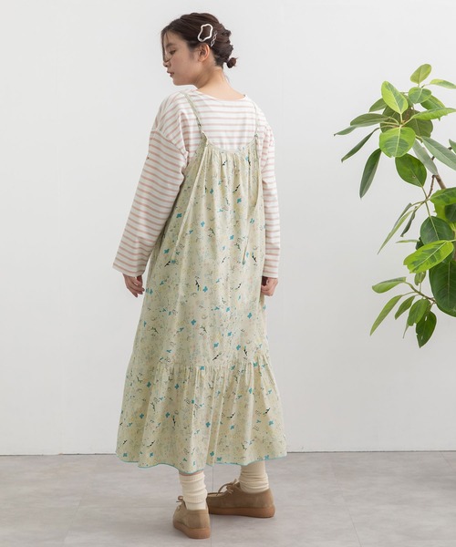 POU DOU DOU（プードゥドゥ）の「ボタニカル線画キャミソールワンピース（ワンピース・レディース・ベージュ/ブルー・3）」の15枚目の写真