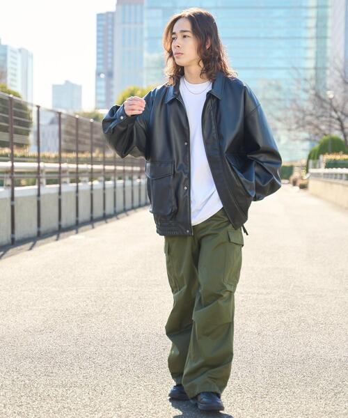 WEGO（ウィゴー）の「WEGO/フェイクレザーフライトジャケット（ブルゾン・メンズ・ブラック・MEDIUM/LARGE）」の21枚目の写真