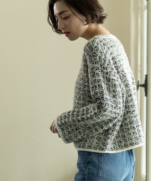 OPAQUE.CLIP（オペークドットクリップ）の「◆≪ヒルナンデス！で紹介≫ ツイードライクニットプルオーバー【洗濯機洗い可】（ニット/セーター・レディース・ネイビー系3/ブラック系3/ライトイエロー系4・38/40/42）」の12枚目の写真