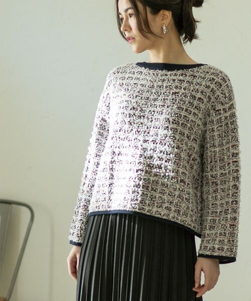 OPAQUE.CLIP（オペークドットクリップ）の「◆≪ヒルナンデス！で紹介≫ ツイードライクニットプルオーバー【洗濯機洗い可】（ニット/セーター・レディース・ネイビー系3/ブラック系3/ライトイエロー系4・38/40/42）」の18枚目の写真