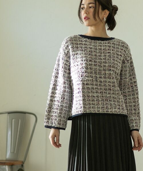 OPAQUE.CLIP（オペークドットクリップ）の「◆≪ヒルナンデス！で紹介≫ ツイードライクニットプルオーバー【洗濯機洗い可】（ニット/セーター・レディース・ネイビー系3/ブラック系3/ライトイエロー系4・38/40/42）」の20枚目の写真