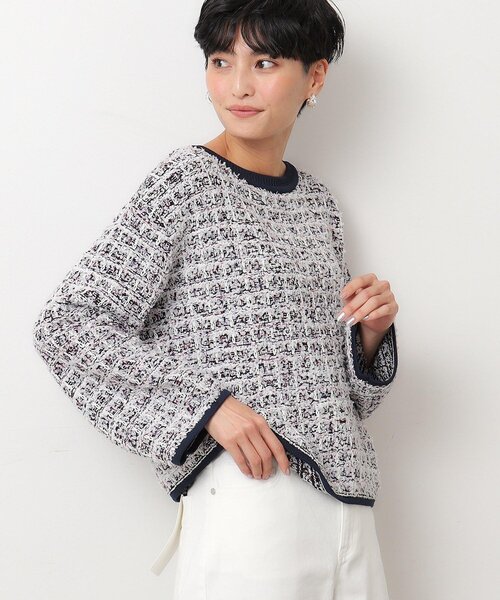 OPAQUE.CLIP（オペークドットクリップ）の「◆≪ヒルナンデス！で紹介≫ ツイードライクニットプルオーバー【洗濯機洗い可】（ニット/セーター・レディース・ネイビー系3/ブラック系3/ライトイエロー系4・38/40/42）」の8枚目の写真