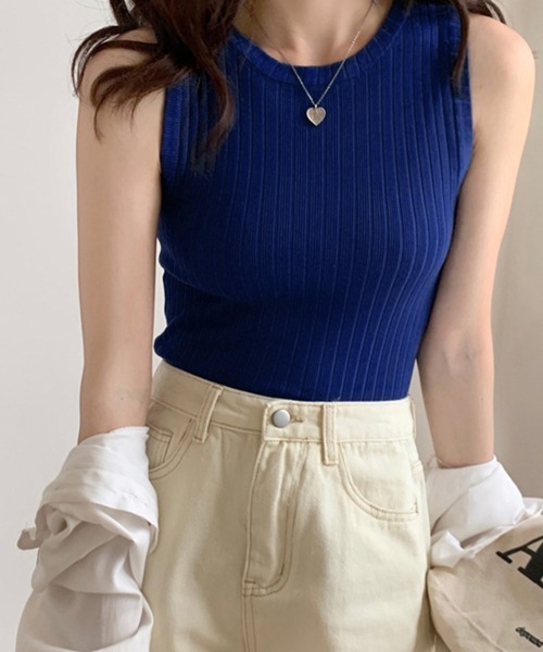 Miniministore(ミニミニストア)の「リブニット タンクトップ レディース春夏(ニット/セーター・レディース・ブラック/ベージュ/ロイヤルブルー/イエロー/ホワイト/フューシャピンク・FREE)」の15枚目の写真