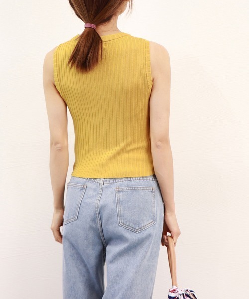 Miniministore(ミニミニストア)の「リブニット タンクトップ レディース春夏(ニット/セーター・レディース・ブラック/ベージュ/ロイヤルブルー/イエロー/ホワイト/フューシャピンク・FREE)」の20枚目の写真