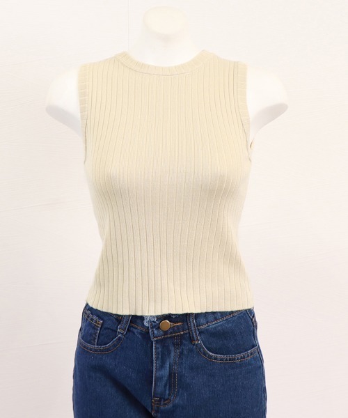 Miniministore(ミニミニストア)の「リブニット タンクトップ レディース春夏(ニット/セーター・レディース・ブラック/ベージュ/ロイヤルブルー/イエロー/ホワイト/フューシャピンク・FREE)」の21枚目の写真