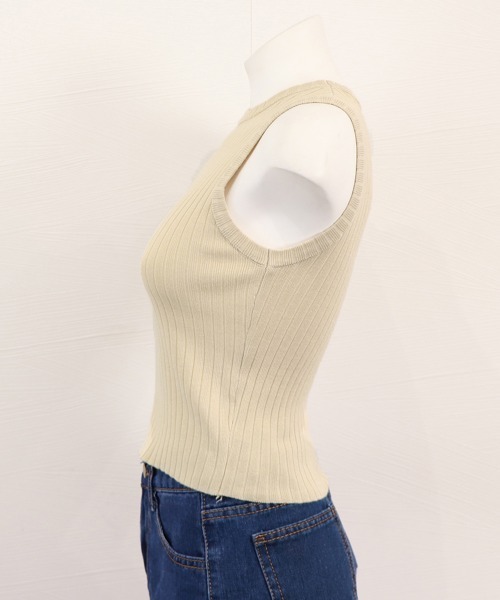 Miniministore(ミニミニストア)の「リブニット タンクトップ レディース春夏(ニット/セーター・レディース・ブラック/ベージュ/ロイヤルブルー/イエロー/ホワイト/フューシャピンク・FREE)」の22枚目の写真