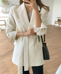テーラードジャケット（ホワイト/白色系・ロング丈）ファッション通販