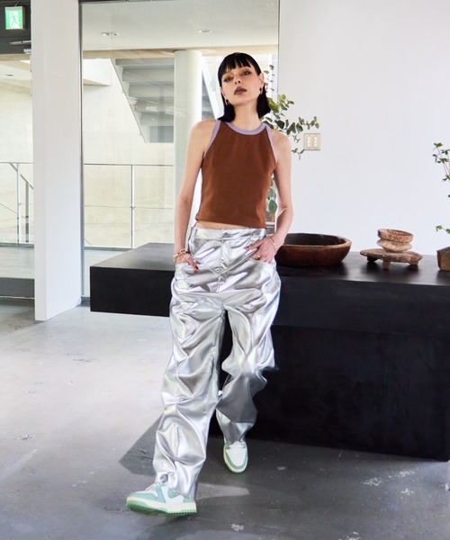 WONEM(ウォンエム)の「バイカラーリブアメスリタンクトップ(タンクトップ・レディース・ブラック/ホワイト/ブラウン・FREE)」の14枚目の写真