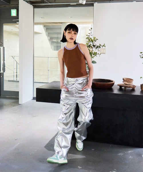 WONEM(ウォンエム)の「バイカラーリブアメスリタンクトップ(タンクトップ・レディース・ブラック/ホワイト/ブラウン・FREE)」の15枚目の写真