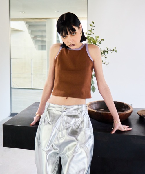 WONEM(ウォンエム)の「バイカラーリブアメスリタンクトップ(タンクトップ・レディース・ブラック/ホワイト/ブラウン・FREE)」の22枚目の写真