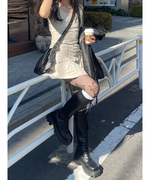 EVRIS（エヴリス）の「エッジデザインプリーツジャンスカ（ジャンパースカート・レディース・グレー/カーキ/アイボリー・SMALL/MEDIUM）」の9枚目の写真