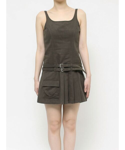 EVRIS（エヴリス）の「エッジデザインプリーツジャンスカ（ジャンパースカート・レディース・グレー/カーキ/アイボリー・SMALL/MEDIUM）」の14枚目の写真