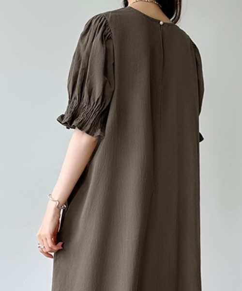CLANE　ボリュームパフスモックワンピース　パフスリーブ　コットン CLANE ボリュームパフスモックワンピース パフスリーブ コットン