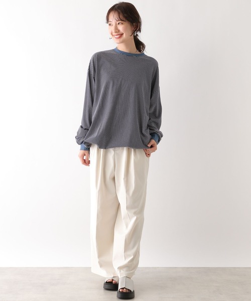 LEPSIM(レプシィム)の「ピンボーダーBIGロンT 108065(Tシャツ/カットソー・レディース・グリーン/ブルー/グレー・FREE)」の11枚目の写真