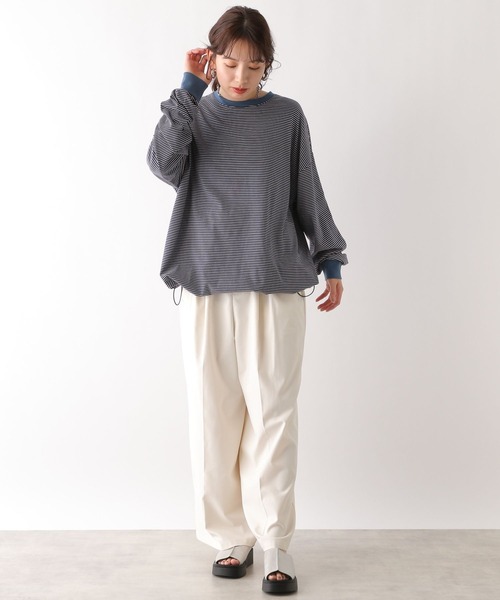 LEPSIM(レプシィム)の「ピンボーダーBIGロンT 108065(Tシャツ/カットソー・レディース・グリーン/ブルー/グレー・FREE)」の12枚目の写真