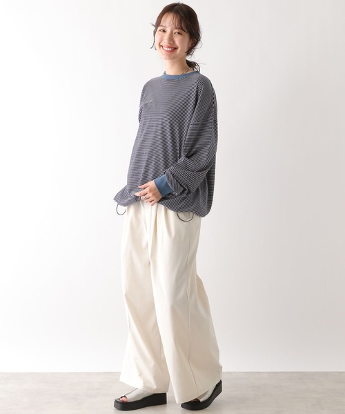 LEPSIM(レプシィム)の「ピンボーダーBIGロンT 108065(Tシャツ/カットソー・レディース・グリーン/ブルー/グレー・FREE)」の13枚目の写真