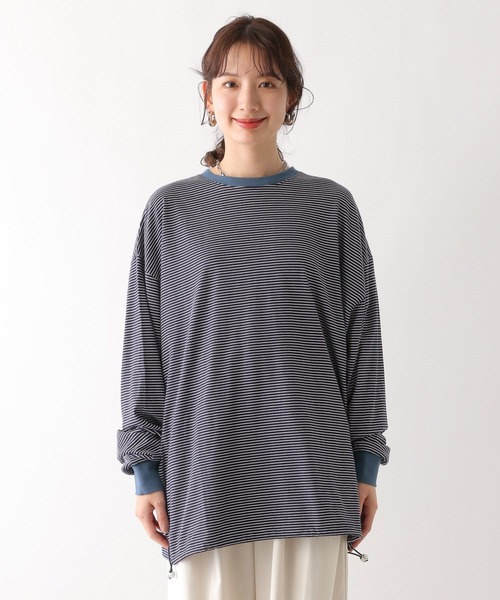 LEPSIM(レプシィム)の「ピンボーダーBIGロンT 108065(Tシャツ/カットソー・レディース・グリーン/ブルー/グレー・FREE)」の14枚目の写真