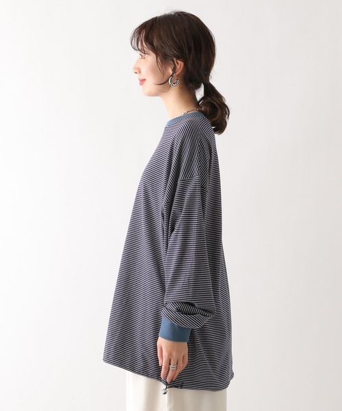 LEPSIM(レプシィム)の「ピンボーダーBIGロンT 108065(Tシャツ/カットソー・レディース・グリーン/ブルー/グレー・FREE)」の15枚目の写真