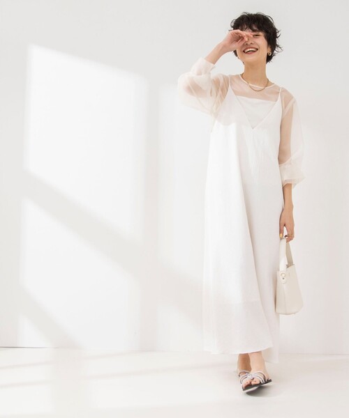 NOLLEY’S（ノーリーズ）の「ウォッシャブルサテンキャミワンピース（ワンピース・レディース・アイボリー/イエロー/ブラック・38）」の8枚目の写真