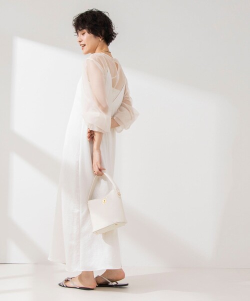 NOLLEY’S（ノーリーズ）の「ウォッシャブルサテンキャミワンピース（ワンピース・レディース・アイボリー/イエロー/ブラック・38）」の9枚目の写真