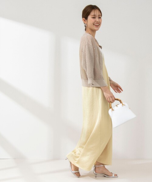 NOLLEY’S（ノーリーズ）の「ウォッシャブルサテンキャミワンピース（ワンピース・レディース・アイボリー/イエロー/ブラック・38）」の13枚目の写真