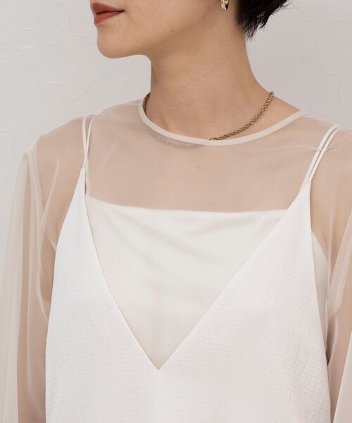 NOLLEY’S（ノーリーズ）の「ウォッシャブルサテンキャミワンピース（ワンピース・レディース・アイボリー/イエロー/ブラック・38）」の4枚目の写真