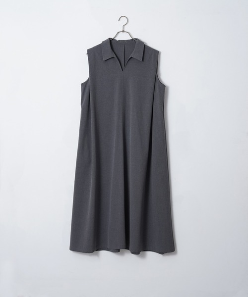 for/c(フォーシー)の「撥水スキッパーワンピース【サスティナブル】(ワンピース・レディース・グレー/チャコールグレー・M/L/LL)」の12枚目の写真