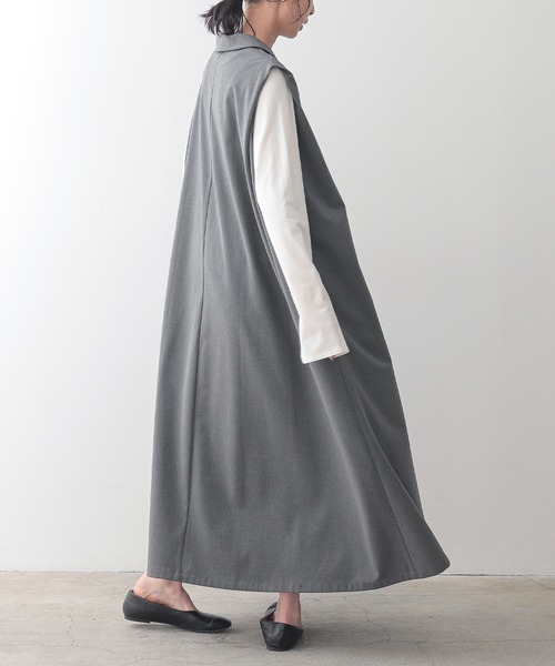for/c(フォーシー)の「撥水スキッパーワンピース【サスティナブル】(ワンピース・レディース・グレー/チャコールグレー・M/L/LL)」の8枚目の写真