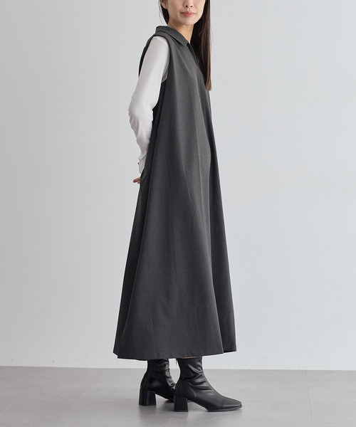 for/c(フォーシー)の「撥水スキッパーワンピース【サスティナブル】(ワンピース・レディース・グレー/チャコールグレー・M/L/LL)」の17枚目の写真