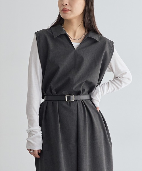 for/c(フォーシー)の「撥水スキッパーワンピース【サスティナブル】(ワンピース・レディース・グレー/チャコールグレー・M/L/LL)」の20枚目の写真