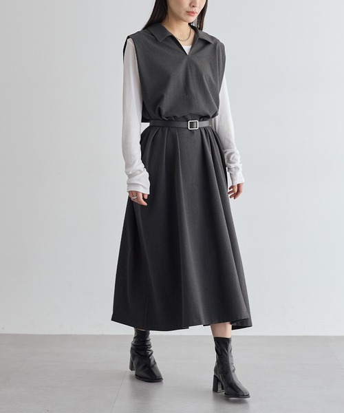 for/c(フォーシー)の「撥水スキッパーワンピース【サスティナブル】(ワンピース・レディース・グレー/チャコールグレー・M/L/LL)」の19枚目の写真
