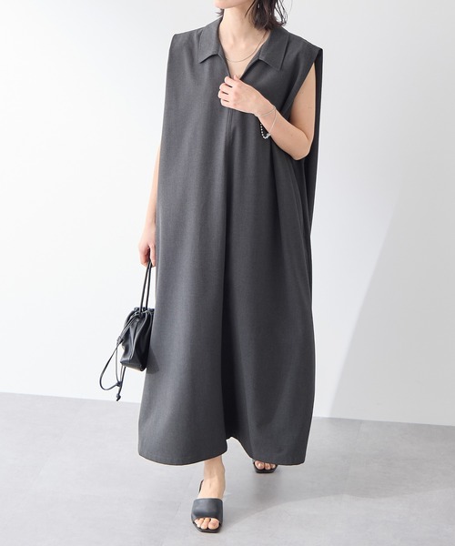 for/c(フォーシー)の「撥水スキッパーワンピース【サスティナブル】(ワンピース・レディース・グレー/チャコールグレー・M/L/LL)」の21枚目の写真