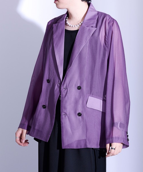 Ellno Loset（エルノロゼット）の「シアーテーラードジャケット（テーラードジャケット・メンズ・ブラック/パープル・MEDIUM/SMALL/LARGE）」の13枚目の写真