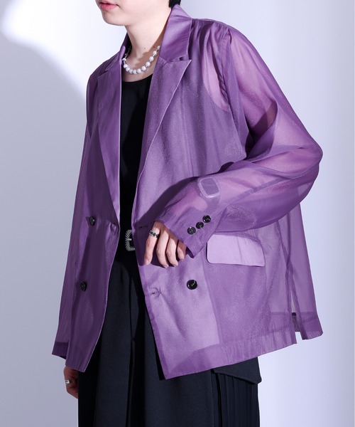 Ellno Loset（エルノロゼット）の「シアーテーラードジャケット（テーラードジャケット・メンズ・ブラック/パープル・MEDIUM/SMALL/LARGE）」の12枚目の写真