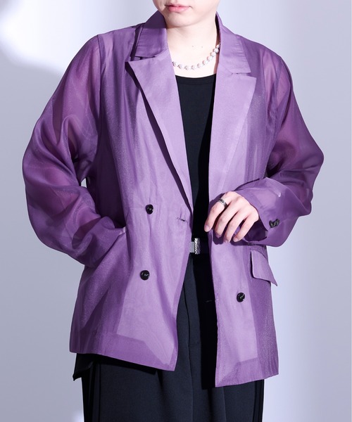 Ellno Loset（エルノロゼット）の「シアーテーラードジャケット（テーラードジャケット・メンズ・ブラック/パープル・MEDIUM/SMALL/LARGE）」の11枚目の写真