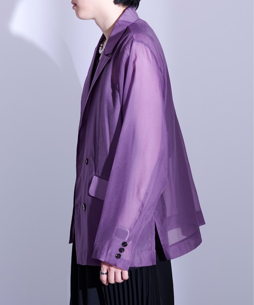 Ellno Loset（エルノロゼット）の「シアーテーラードジャケット（テーラードジャケット・メンズ・ブラック/パープル・MEDIUM/SMALL/LARGE）」の10枚目の写真