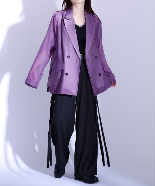 Ellno Loset（エルノロゼット）の「シアーテーラードジャケット（テーラードジャケット・メンズ・ブラック/パープル・MEDIUM/SMALL/LARGE）」の5枚目の写真