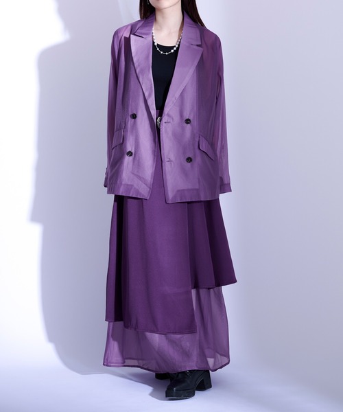 Ellno Loset（エルノロゼット）の「シアーテーラードジャケット（テーラードジャケット・メンズ・ブラック/パープル・MEDIUM/SMALL/LARGE）」の3枚目の写真