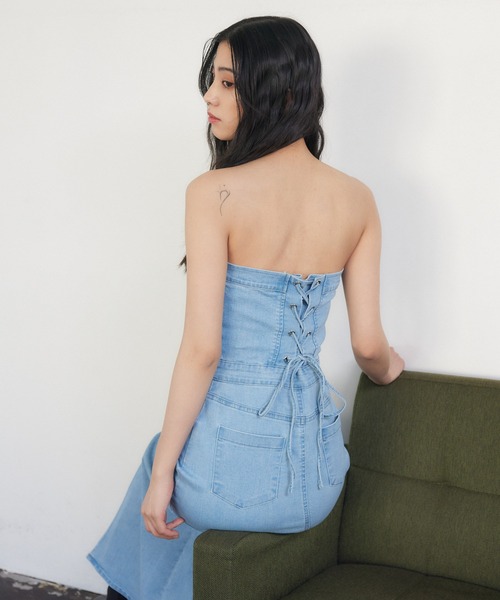 ENVYM（アンビー）の「デニムベアワンピース（ワンピース）」 - WEAR