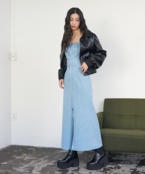 ENVYM（アンビー）の「デニムベアワンピース（ワンピース）」 - WEAR