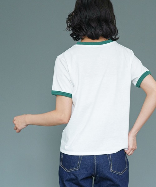 mili an deni(ミリアンデニ)の「リンガー半袖Tシャツ(Tシャツ/カットソー・レディース・レッド/グリーン/ネイビー・L/M)」の5枚目の写真