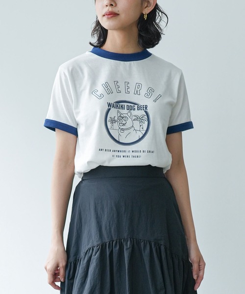 mili an deni(ミリアンデニ)の「リンガー半袖Tシャツ(Tシャツ/カットソー・レディース・レッド/グリーン/ネイビー・L/M)」の7枚目の写真