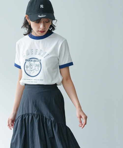 mili an deni(ミリアンデニ)の「リンガー半袖Tシャツ(Tシャツ/カットソー・レディース・レッド/グリーン/ネイビー・L/M)」の8枚目の写真