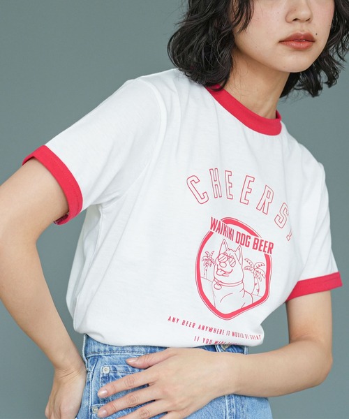 mili an deni(ミリアンデニ)の「リンガー半袖Tシャツ(Tシャツ/カットソー・レディース・レッド/グリーン/ネイビー・L/M)」の12枚目の写真