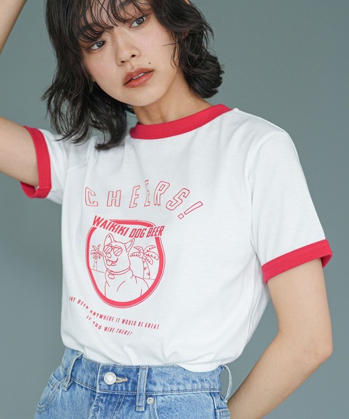 mili an deni(ミリアンデニ)の「リンガー半袖Tシャツ(Tシャツ/カットソー・レディース・レッド/グリーン/ネイビー・L/M)」の11枚目の写真