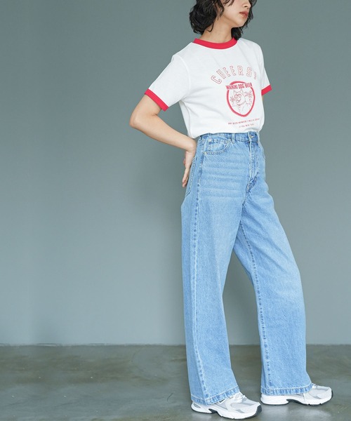 mili an deni(ミリアンデニ)の「リンガー半袖Tシャツ(Tシャツ/カットソー・レディース・レッド/グリーン/ネイビー・L/M)」の14枚目の写真