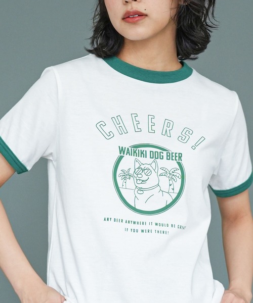 mili an deni(ミリアンデニ)の「リンガー半袖Tシャツ(Tシャツ/カットソー・レディース・レッド/グリーン/ネイビー・L/M)」の16枚目の写真