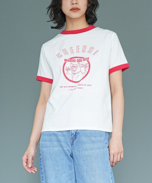 mili an deni(ミリアンデニ)の「リンガー半袖Tシャツ(Tシャツ/カットソー・レディース・レッド/グリーン/ネイビー・L/M)」の17枚目の写真