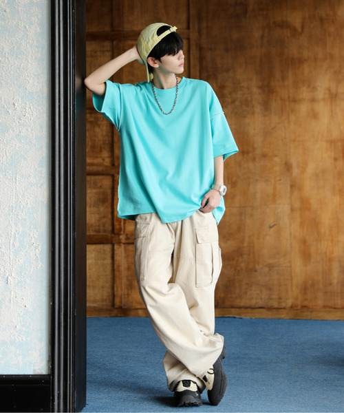 neos（ネオス）の「【neos】ルーズシルエット 裏使い ステッチ ポンチ パステルカラー ハーフスリーブ Tシャツ（Tシャツ/カットソー・メンズ・ブルー/イエロー/ホワイト/グリーン/ピンク・FREE）」の19枚目の写真