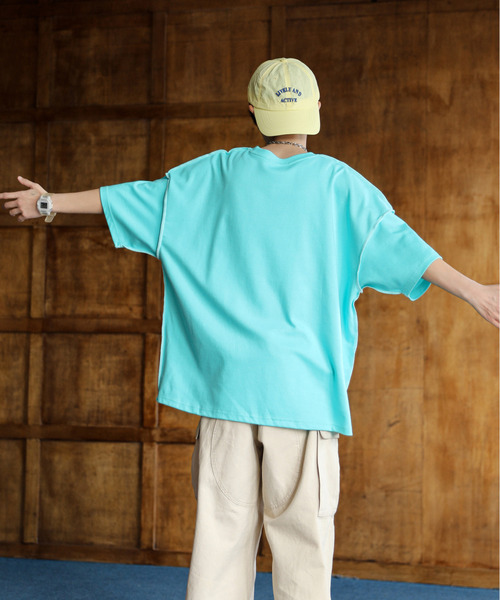 neos（ネオス）の「【neos】ルーズシルエット 裏使い ステッチ ポンチ パステルカラー ハーフスリーブ Tシャツ（Tシャツ/カットソー・メンズ・ブルー/イエロー/ホワイト/グリーン/ピンク・FREE）」の17枚目の写真